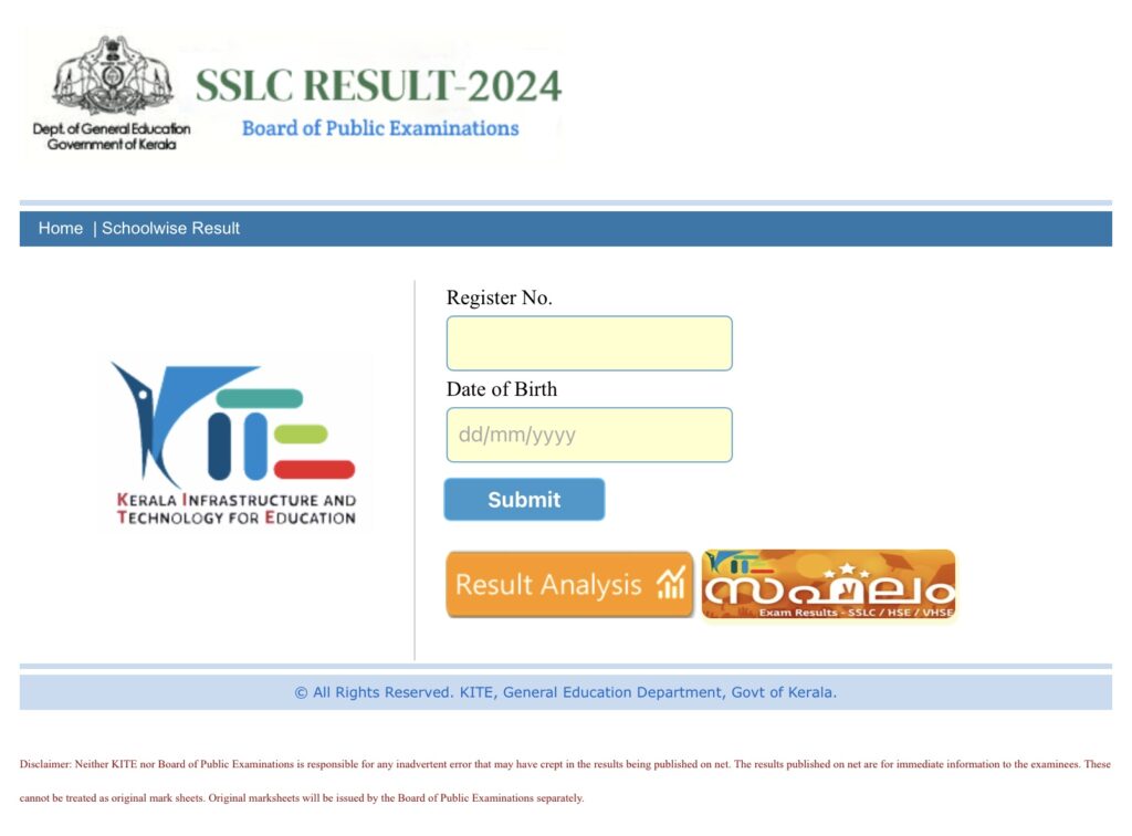 Kerala SSLC Result