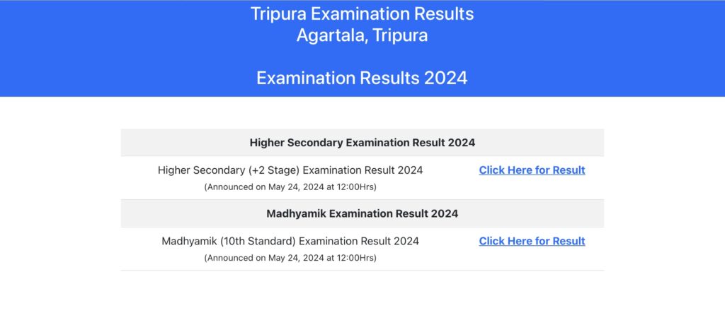 TBSE Class 10th 12th Result